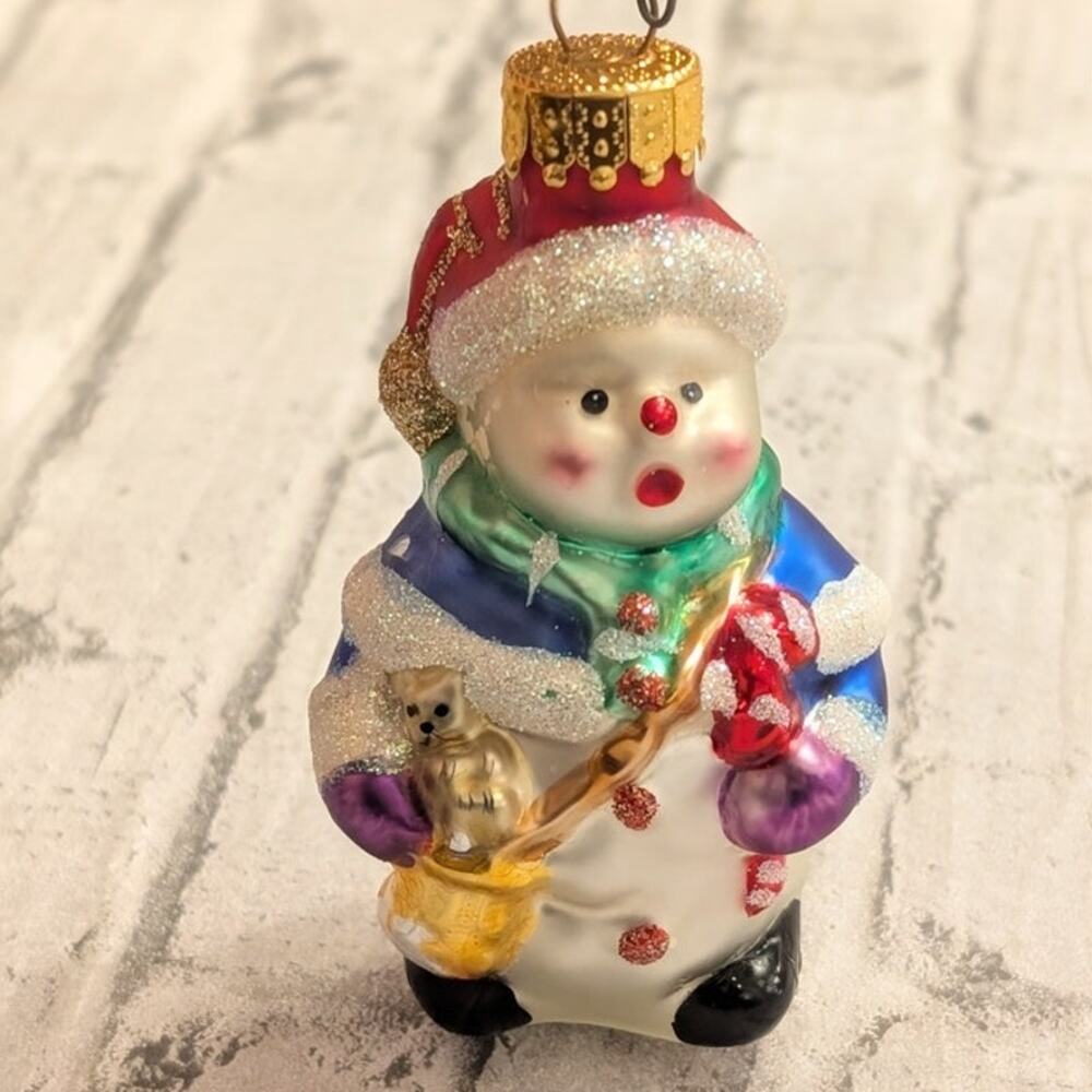 Hand Crafted Glass Snowman Christmas Ornament